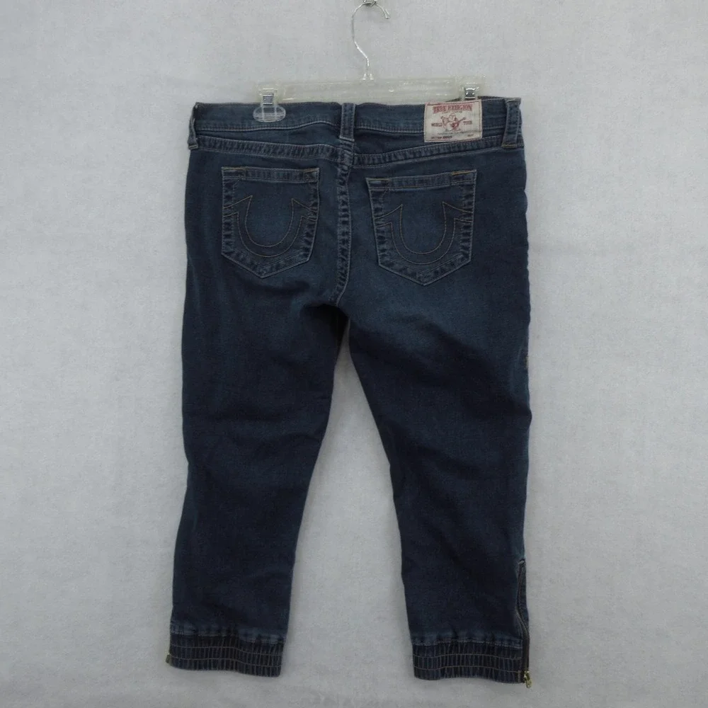 True Religion Section Jogger Jeans Mens Blue Wash Cropped Zipper Cuff Fits 31